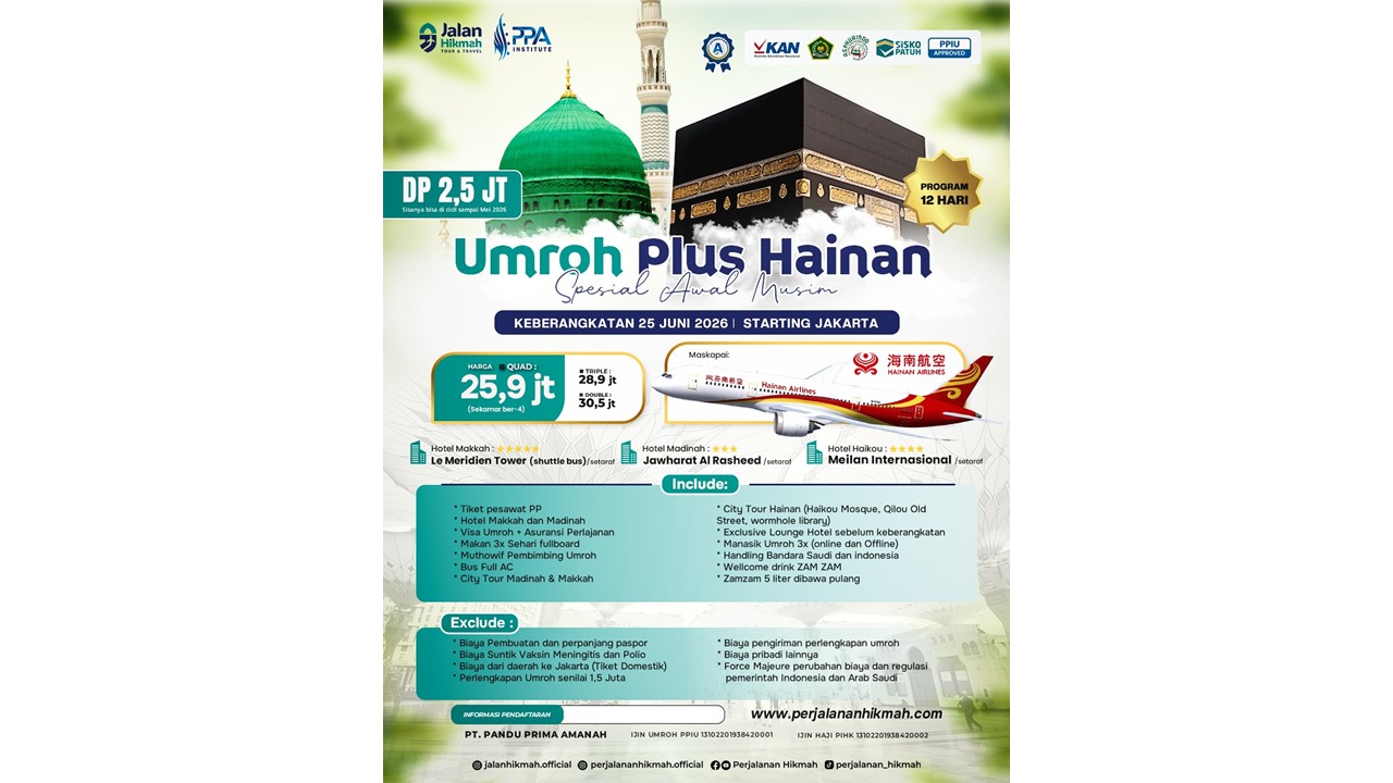 Umroh Plus Hainan (JH) Juni 2026