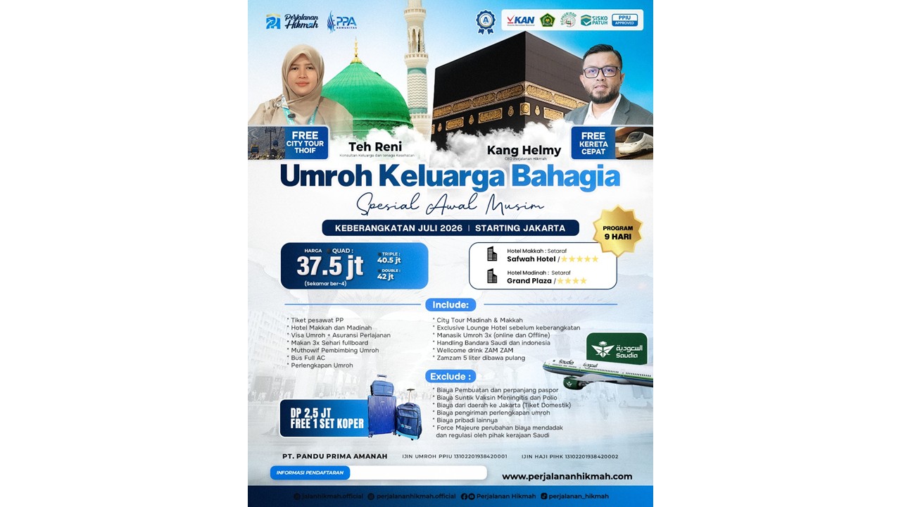 Umroh Keluarga Bahagia Spesial Awal Musim (PH) Juli 2026