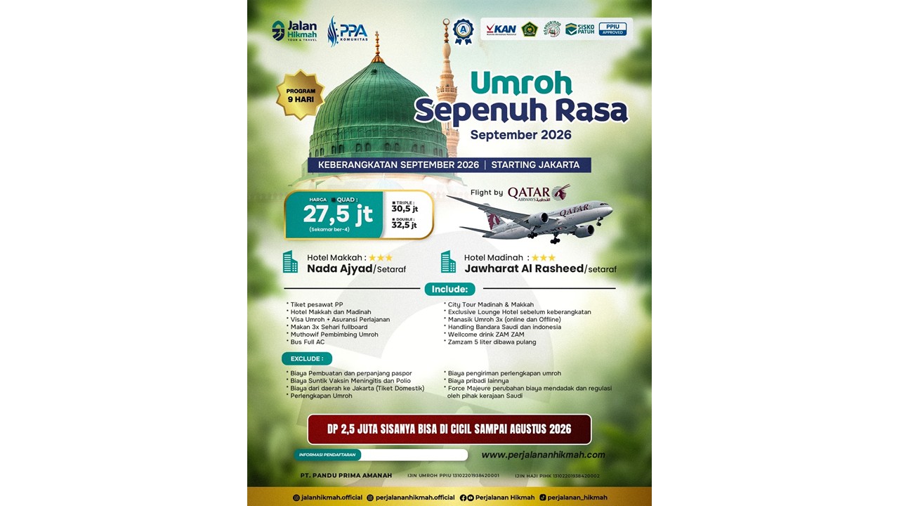 Umroh Sepenuh Rasa (JH) September 2026