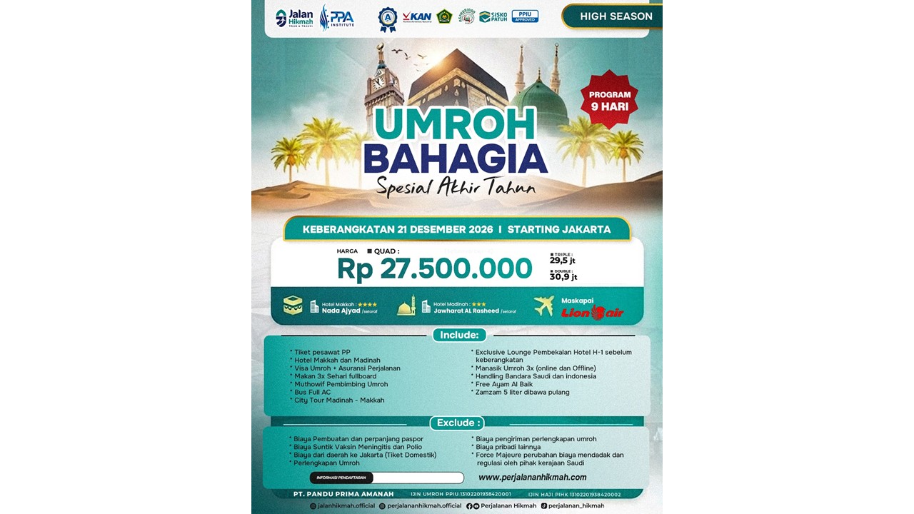 Umroh Bahagia Spesial Akhir Tahun (JH) Desember 2026